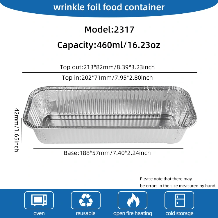 Obdĺžnikové bagety strieborné hliníkové nádoby