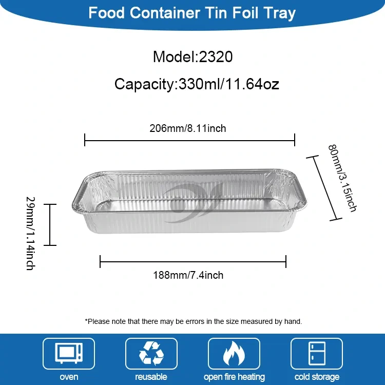 Obdĺžnikový pečený chlieb strieborné hliníkové nádoby