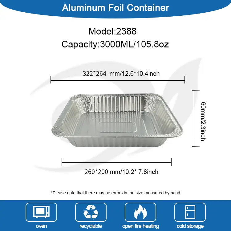 Obdĺžnikové nádoby na hliníkovú fóliu