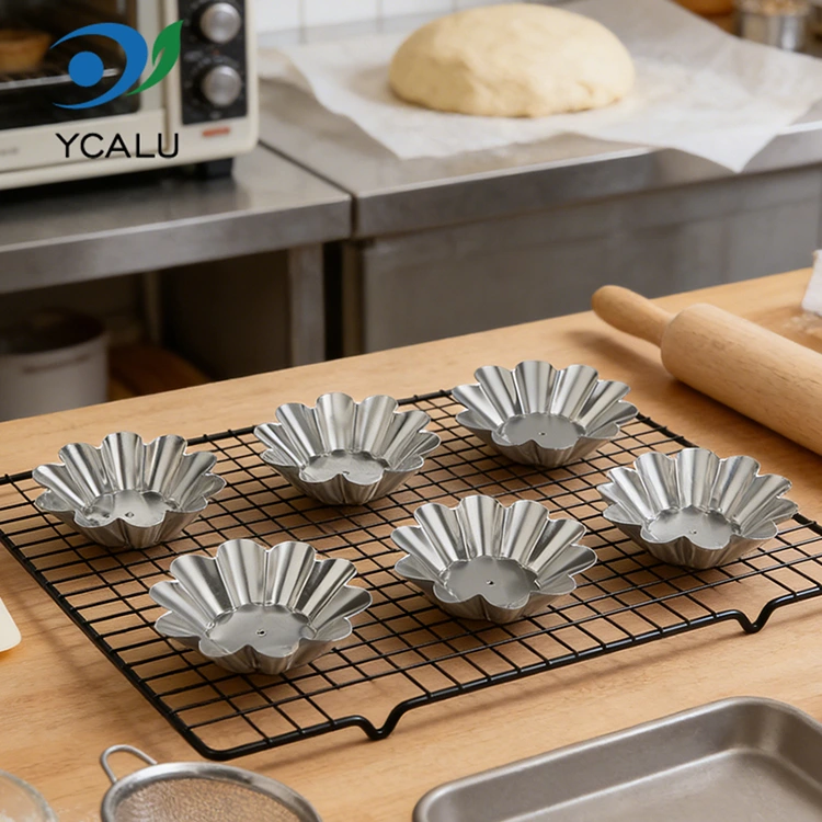 Jednorazový podnos na chryzantémový vaječný koláč Strieborné nádoby na potraviny z hliníkovej fólie