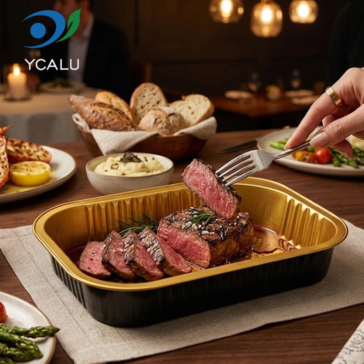 Jednorazové obdĺžnikové cateringové kontajnery s hliníkovou fóliou