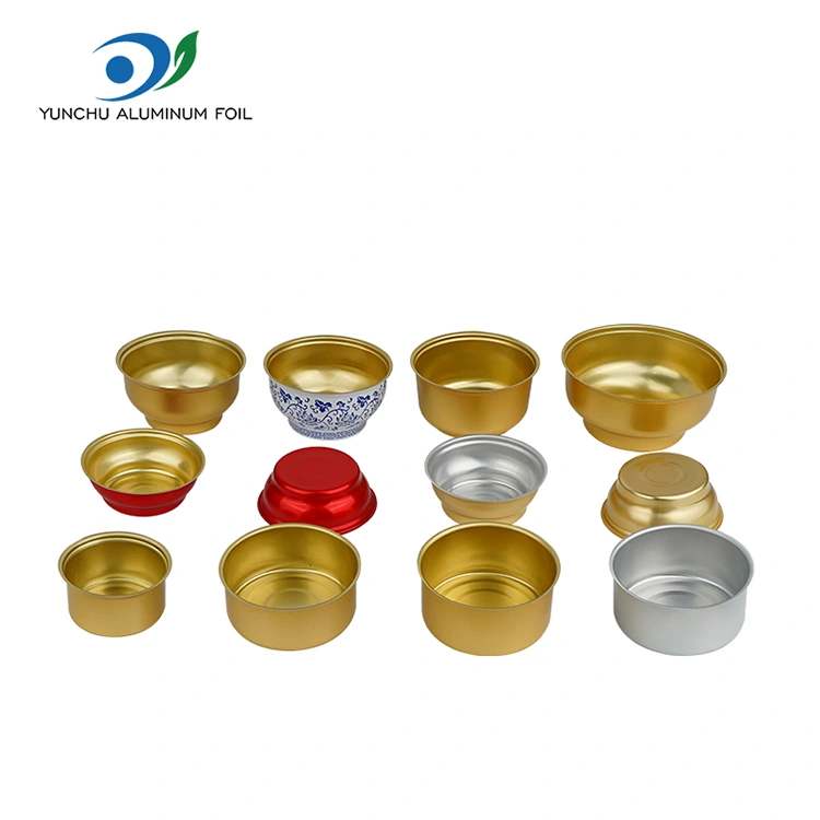 Jednorazové okrúhle boxy s malými nádobami na hliníkovú fóliu s malými zlatými miskami