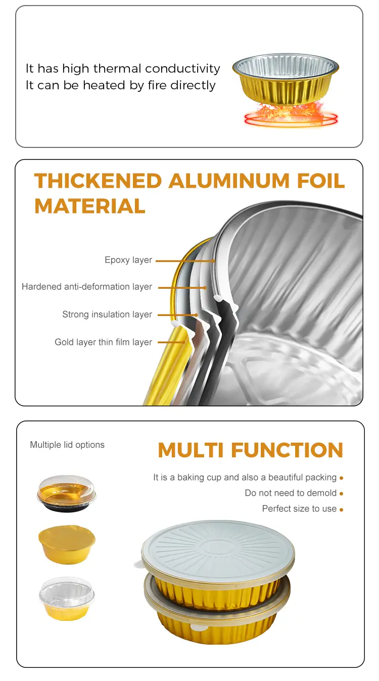 Disposable baking trays Round Aluminum Foil Containers