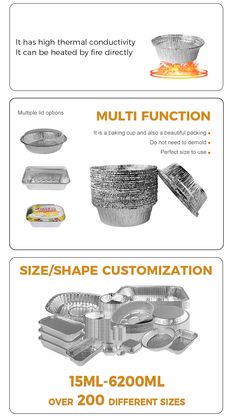 Round air fryer catering Silver Aluminum Foil Containers