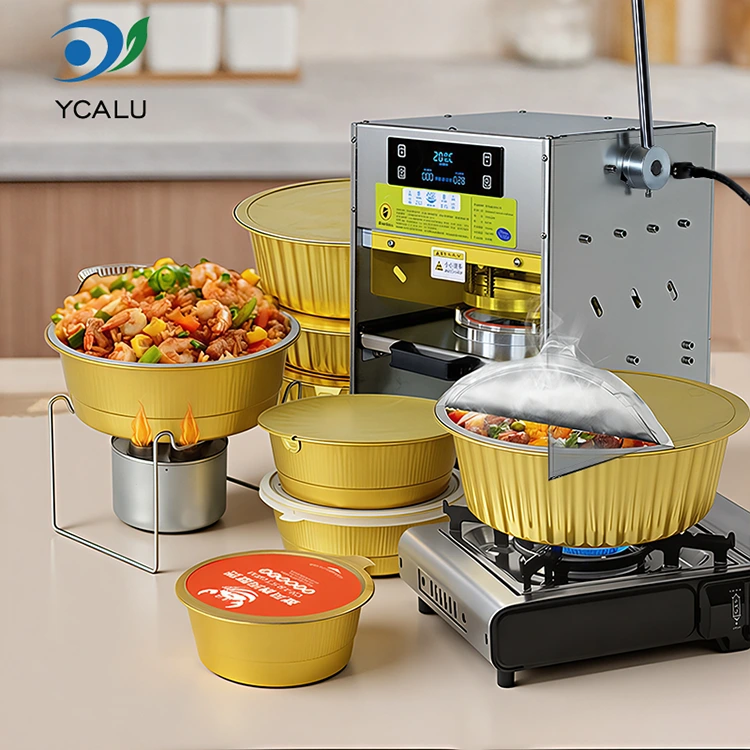 Ručný stroj na tepelné zváranie so zlatými nádobami z hliníkovej fólie