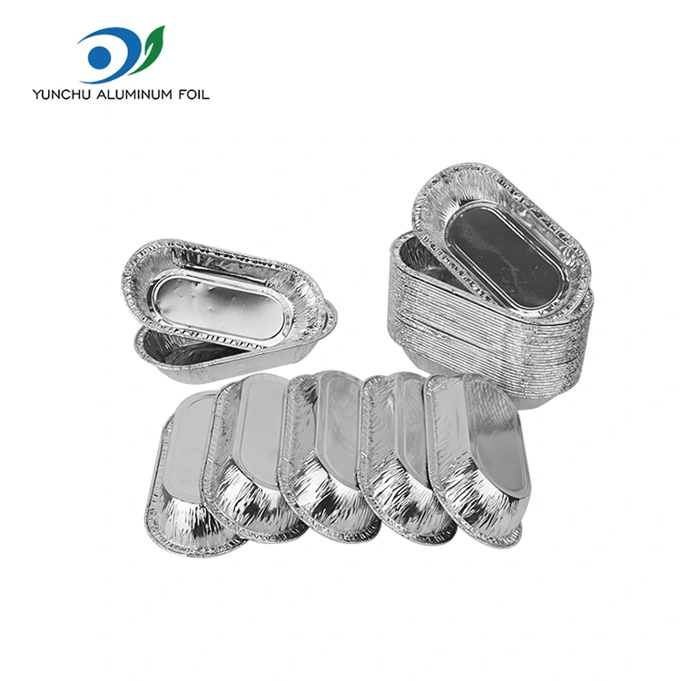 Oválna pečená strieborná hliníková fóliová nádoba Oválna pečená strieborná hliníková fóliová nádoba