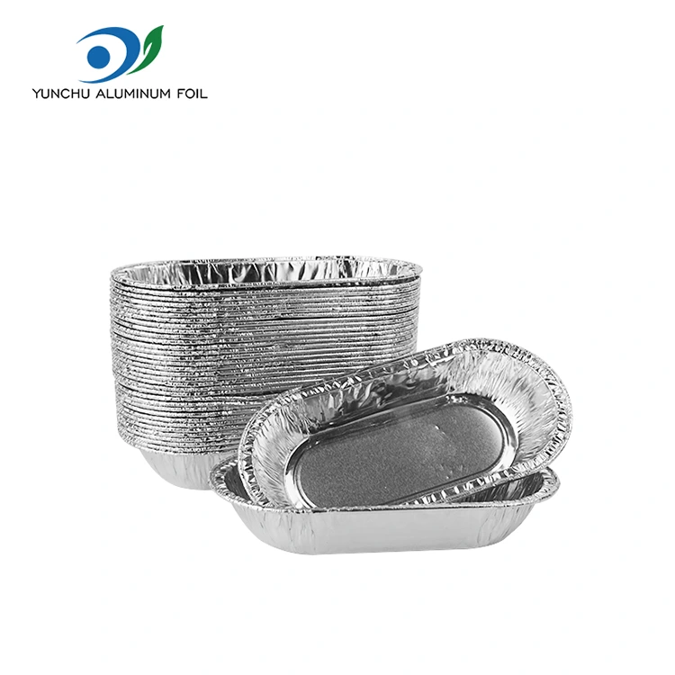 Oválna pečená strieborná hliníková fóliová nádoba