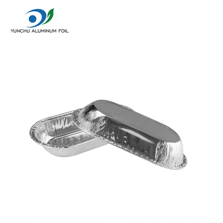 Oválna pečená strieborná hliníková fóliová nádoba