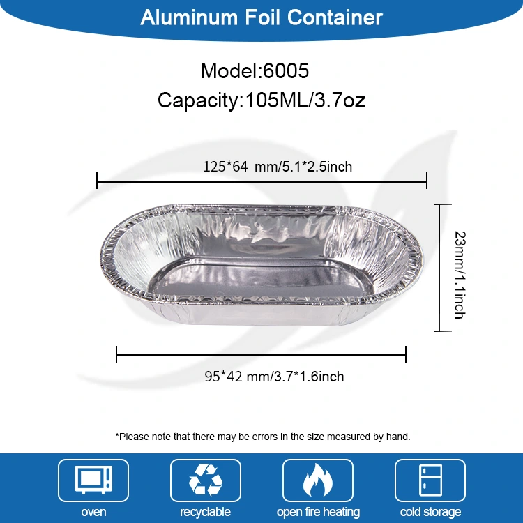 Oválna pečená strieborná hliníková fóliová nádoba