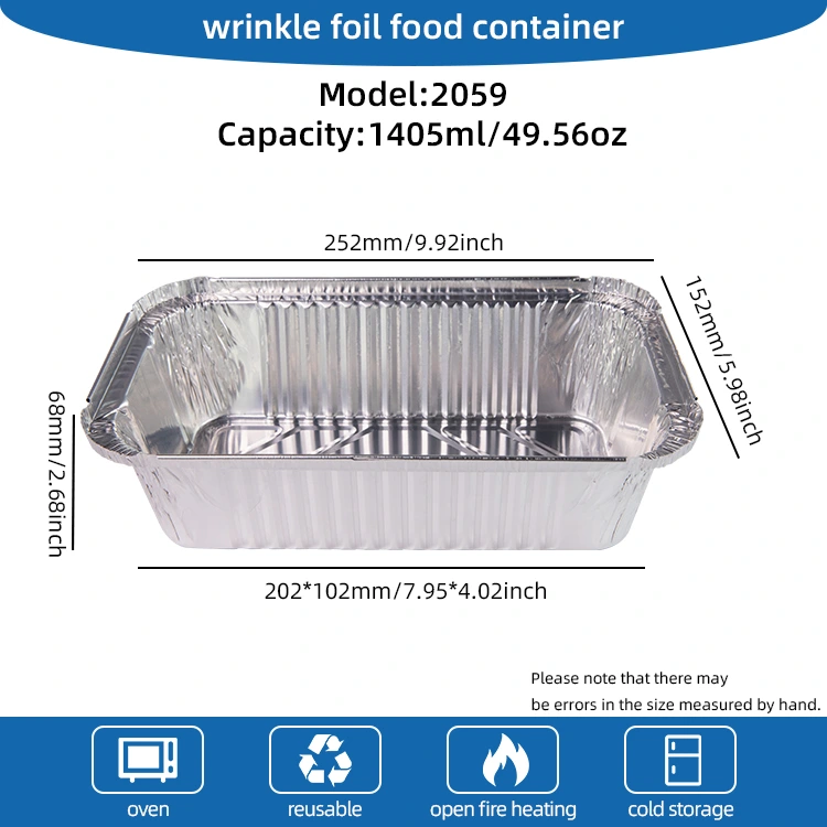 Obdĺžnikový vzduchový fritéza balenie strieborných hliníkových fólových nádob