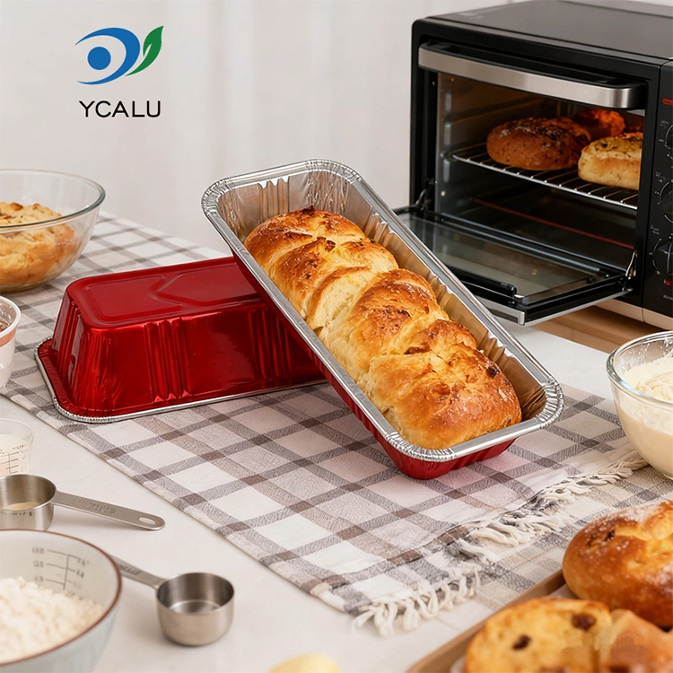 Obdĺžnikové červené pekárne cateringové strieborné hliníkové fóliové kontajnery